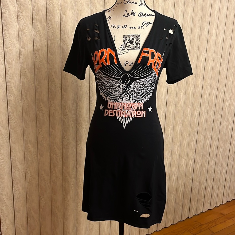JNK Born Free Cut Out Tee Shirt Dress